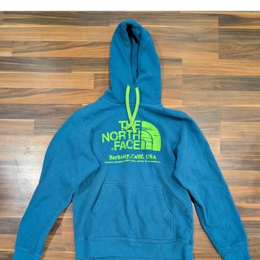 *The North Face Men's Teal Hoodie with Neon Green Accents